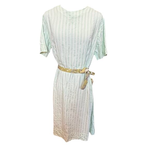 Handmade Dresses & Skirts - 1950s Vintage Mint Green Textured Stripe Dress Restored & Ready Soft Minimalist